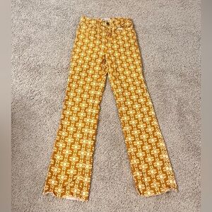 ZARA Women's yellow Patterned Jeans